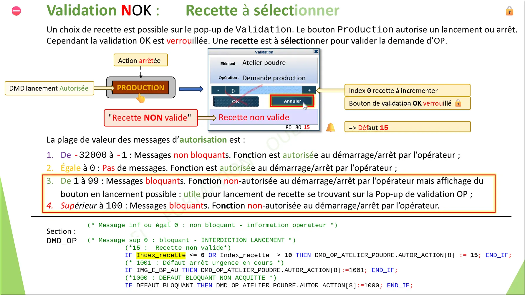 Recette à sélectionner